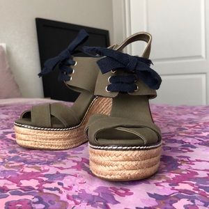 TORY BURCH Lace Up Wedge Espadrilles